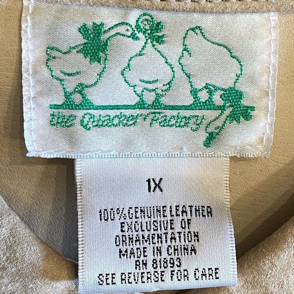 Vintage The Quacker Factory Tan Leather Button Up Shirt Shacket Size 1X - Picture 15 of 16